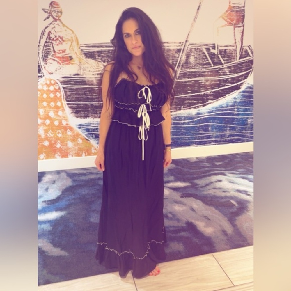 Boho 2 Piece Ruffle Maxi Skirt Set Smocked Tank Top Tiered Flowy Long Skirt Y2k